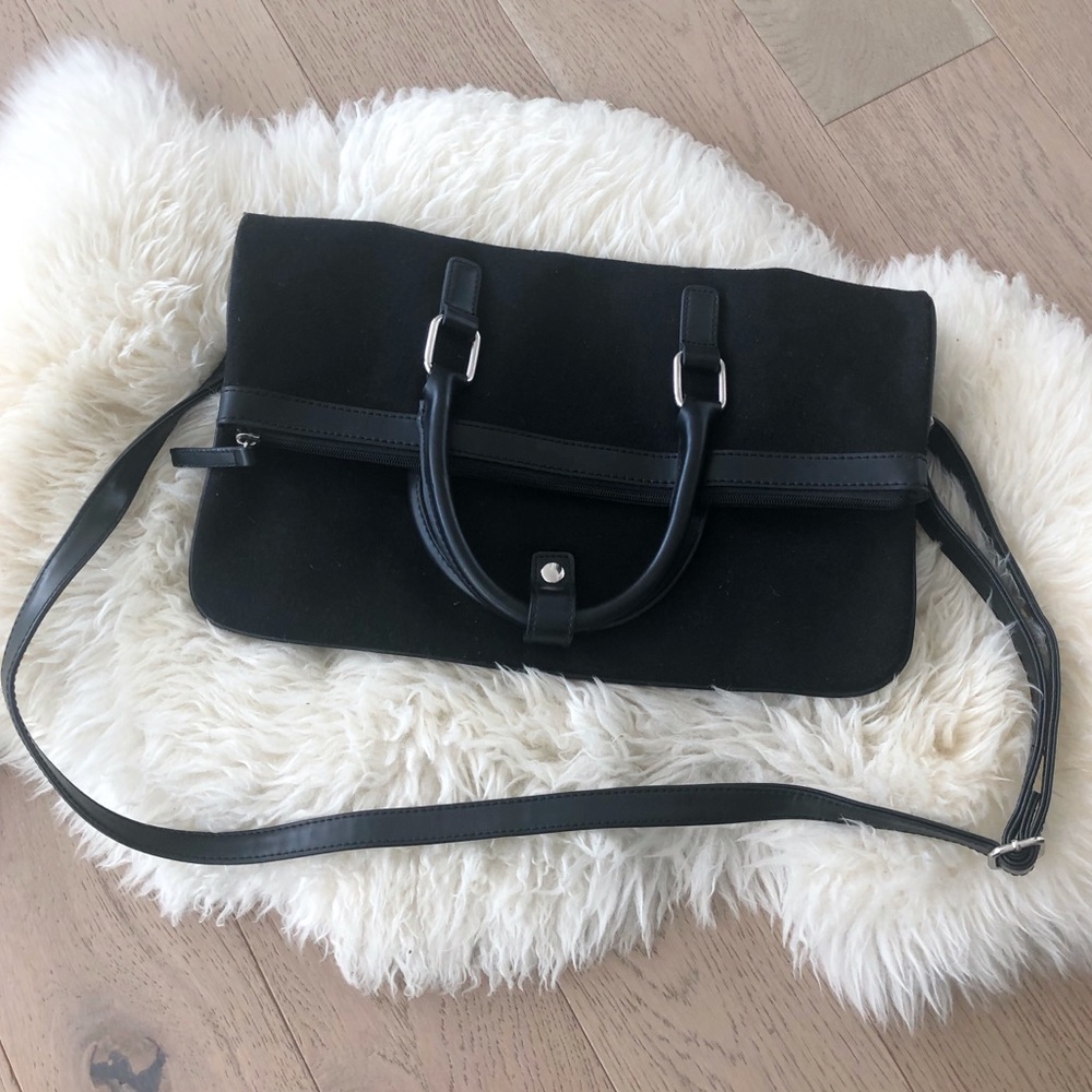 Black Felt Convertible Purse (Crossbody to Tote)